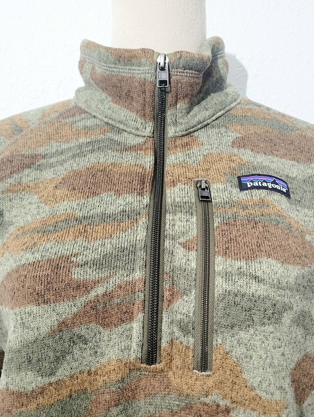 Patagonia Better Sweater 1/4 Zip Fleece Pullover Camo Green Brown Women's Medium - Picture 3 of 13